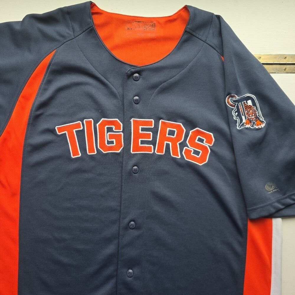 Detroit Tigers Majestic Authentic Jersey Mens L MLB Sewn Stitched Blank EUC